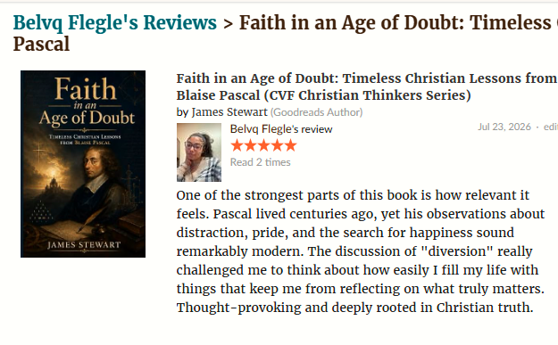 Five-star reader review by Belvo Flegle for Faith in an Age of Doubt