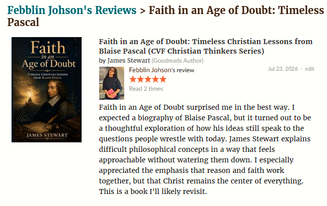 Five-star reader review by Febblin Johson for Faith in an Age of Doubt