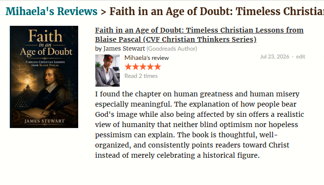 Five-star reader review by Mihaela for Faith in an Age of Doubt